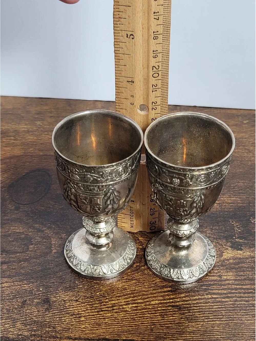 Vintage Ornate Silver Plated Goblet Pair